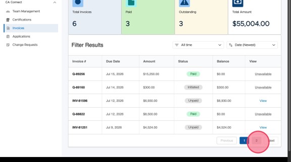 Review your list of invoices