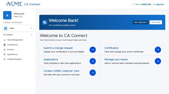 CA Connect Dashboard
